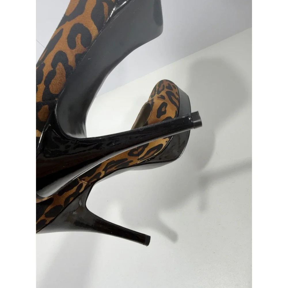 GUESS Womens Leopard Print Platform Pumps Brown Black Animal Print Heels Size 8M